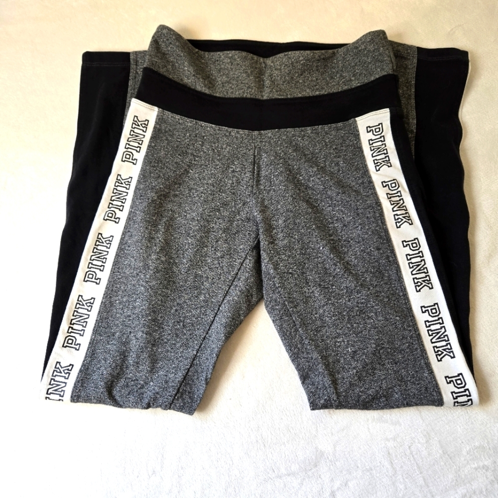 PINK Victoria's Secret Gray and Black Leggings